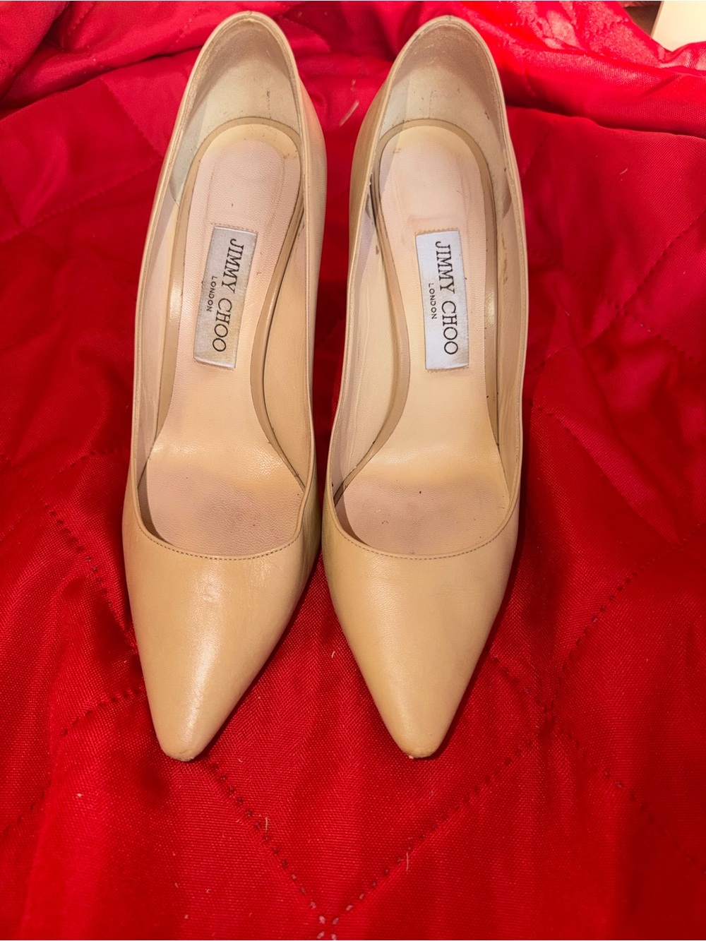 Jimmy Choo Beige Leather Pointed Toe Stiletto Pump Heel Women EU 39